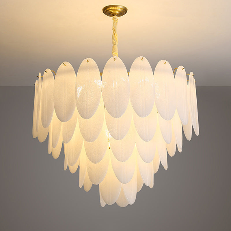 Contemporary Nordic Shell Oval Round Iron Glass 7/11/16 Light Chandelier For Living Room