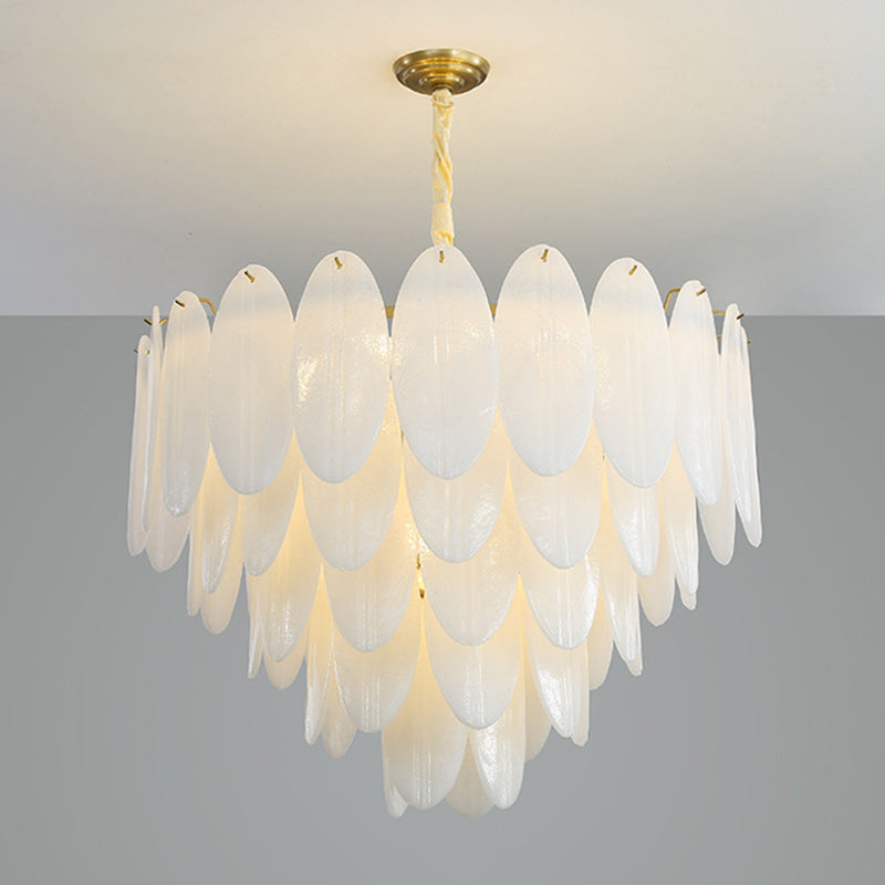 Contemporary Nordic Shell Oval Round Iron Glass 7/11/16 Light Chandelier For Living Room