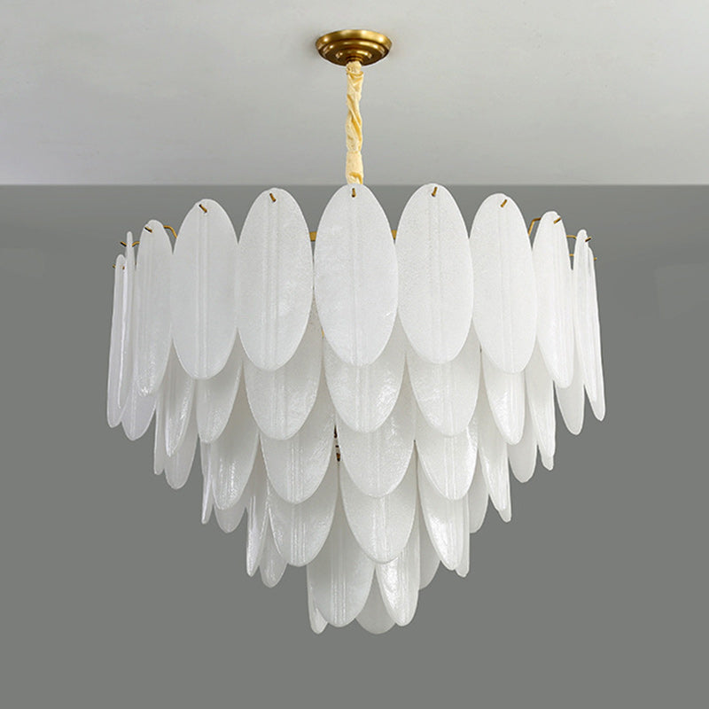 Contemporary Nordic Shell Oval Round Iron Glass 7/11/16 Light Chandelier For Living Room