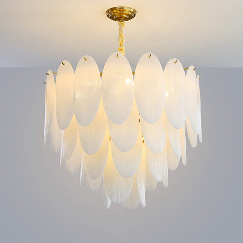 Contemporary Nordic Shell Oval Round Iron Glass 7/11/16 Light Chandelier For Living Room