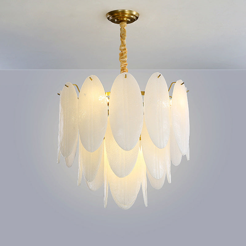 Contemporary Nordic Shell Oval Round Iron Glass 7/11/16 Light Chandelier For Living Room