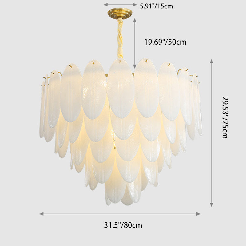 Contemporary Nordic Shell Oval Round Iron Glass 7/11/16 Light Chandelier For Living Room
