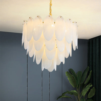 Contemporary Nordic Shell Oval Round Iron Glass 7/11/16 Light Chandelier For Living Room