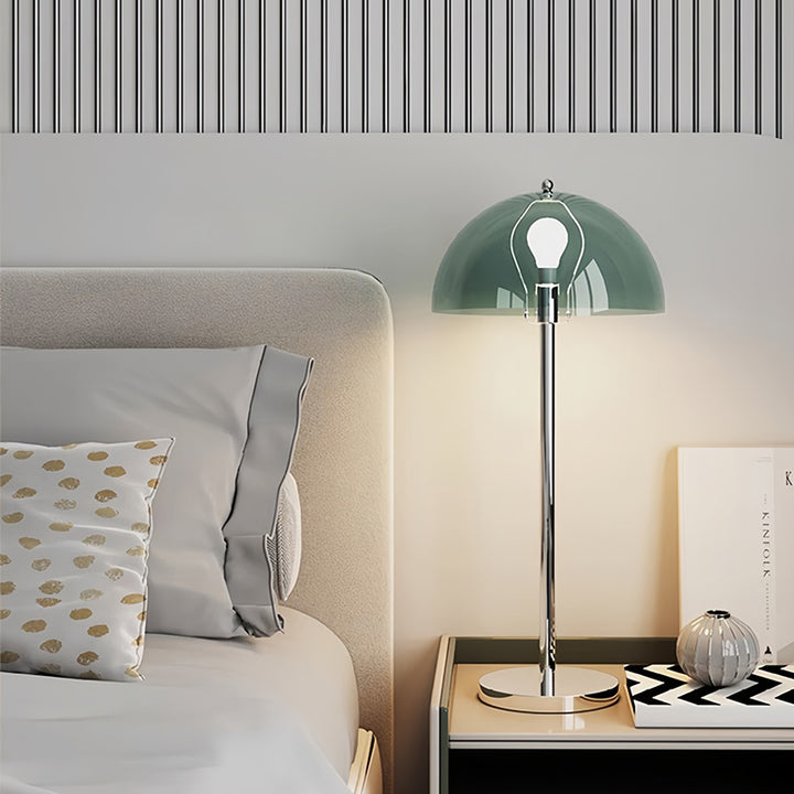 Lampe de table moderne minimaliste champignon rond demi-cercle fer acrylique 1 lumière pour chambre 