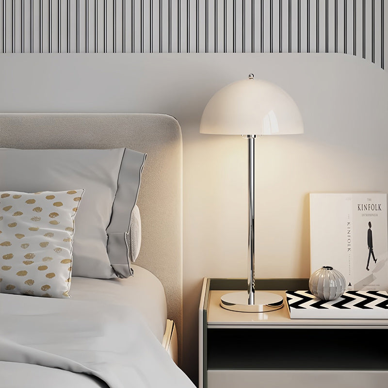Modern Minimalist Bud Mushroom Round Semicircle Iron Acrylic 1-Light Table Lamp For Bedroom