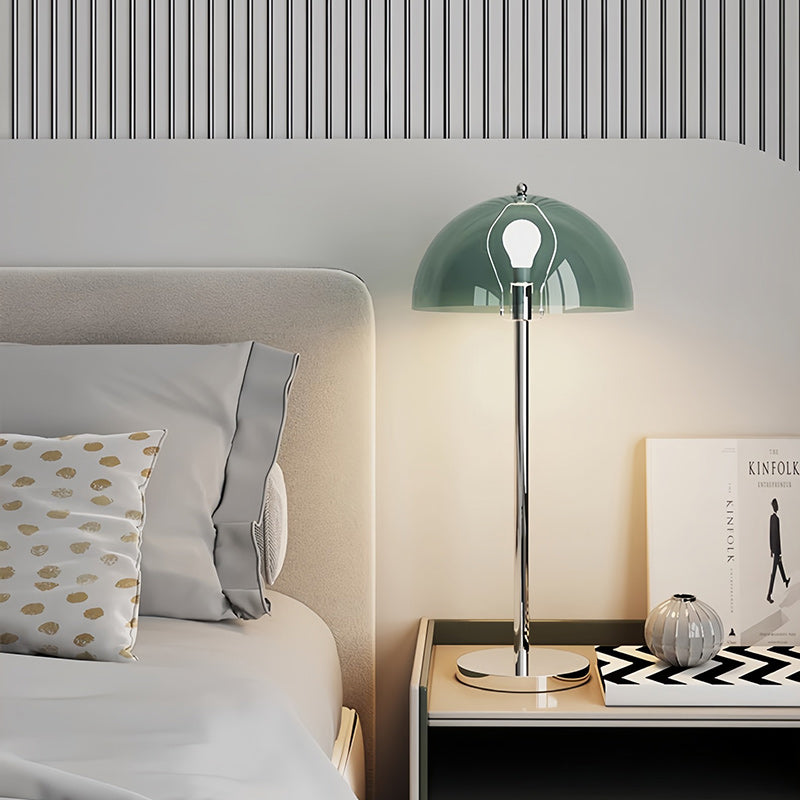 Modern Minimalist Bud Mushroom Round Semicircle Iron Acrylic 1-Light Table Lamp For Bedroom