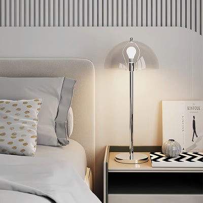 Modern Minimalist Bud Mushroom Round Semicircle Iron Acrylic 1-Light Table Lamp For Bedroom