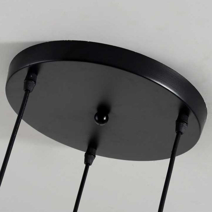 Lustre Contemporain Industriel en Cône Rond en Fer 1/3 Lumière pour Salle à Manger 