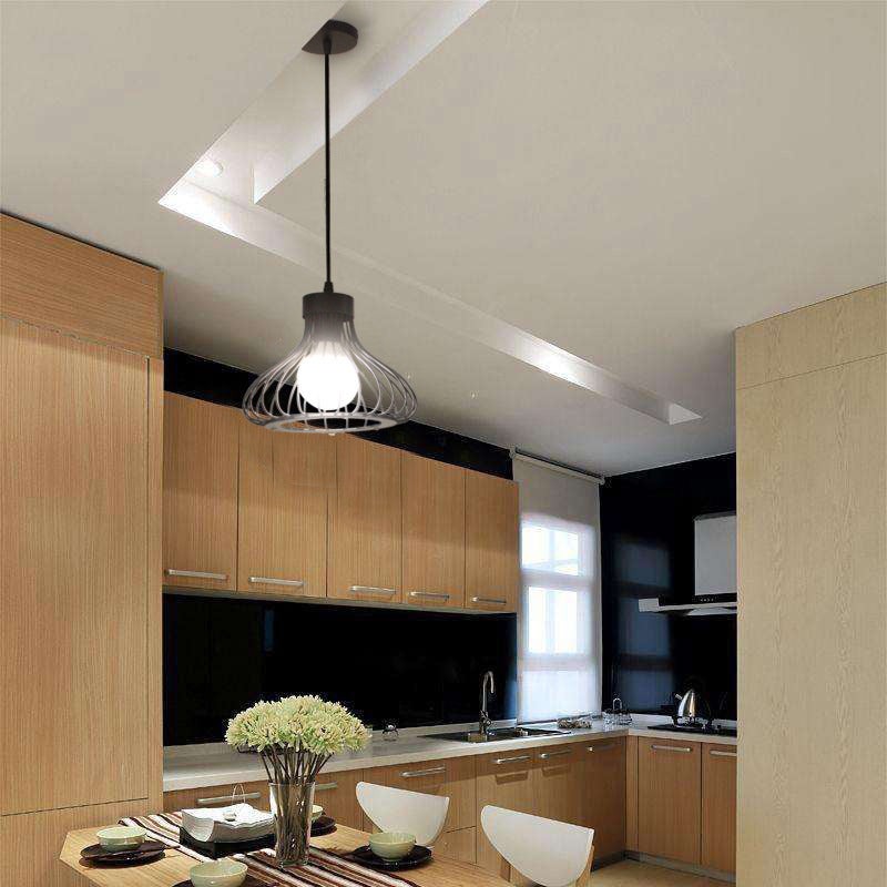 Lustre Contemporain Industriel en Cône Rond en Fer 1/3 Lumière pour Salle à Manger 