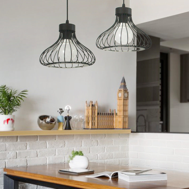 Lustre Contemporain Industriel en Cône Rond en Fer 1/3 Lumière pour Salle à Manger 