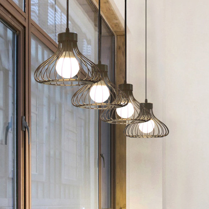 Lustre Contemporain Industriel en Cône Rond en Fer 1/3 Lumière pour Salle à Manger 