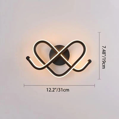 Contemporary Creative Heart Iron Aluminum Silicone LED Wall Sconce Lamp For Bedroom
