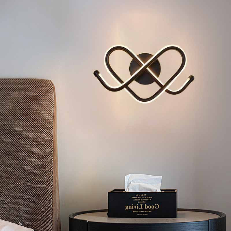 Contemporary Creative Heart Iron Aluminum Silicone LED Wall Sconce Lamp For Bedroom