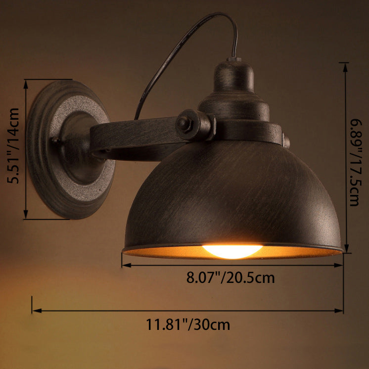 Contemporary Industrial Round Semicircle Iron 1-Light Wall Sconce Lamp For Living Room