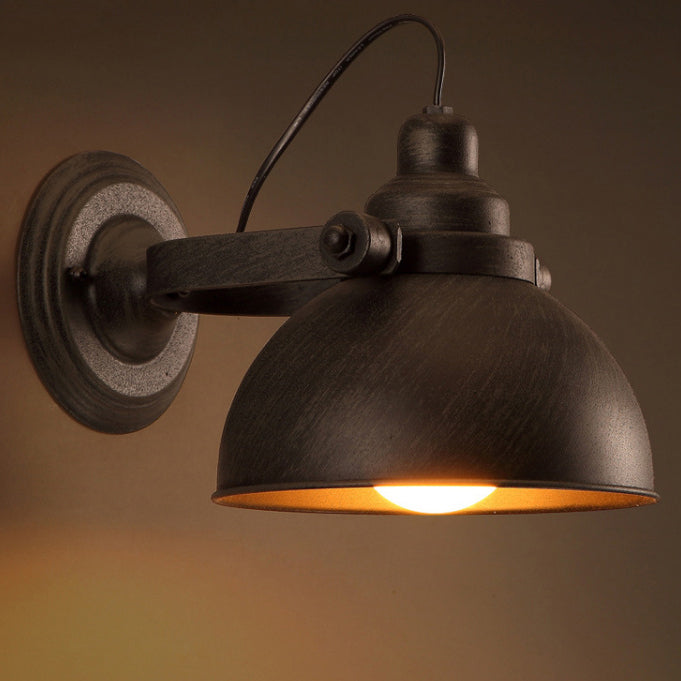 Contemporary Industrial Round Semicircle Iron 1-Light Wall Sconce Lamp For Living Room