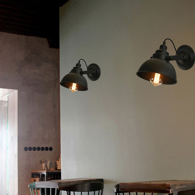 Contemporary Industrial Round Semicircle Iron 1-Light Wall Sconce Lamp For Living Room