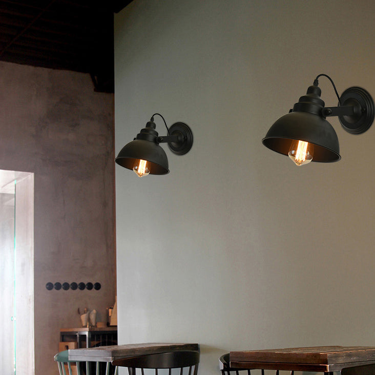 Contemporary Industrial Round Semicircle Iron 1-Light Wall Sconce Lamp For Living Room