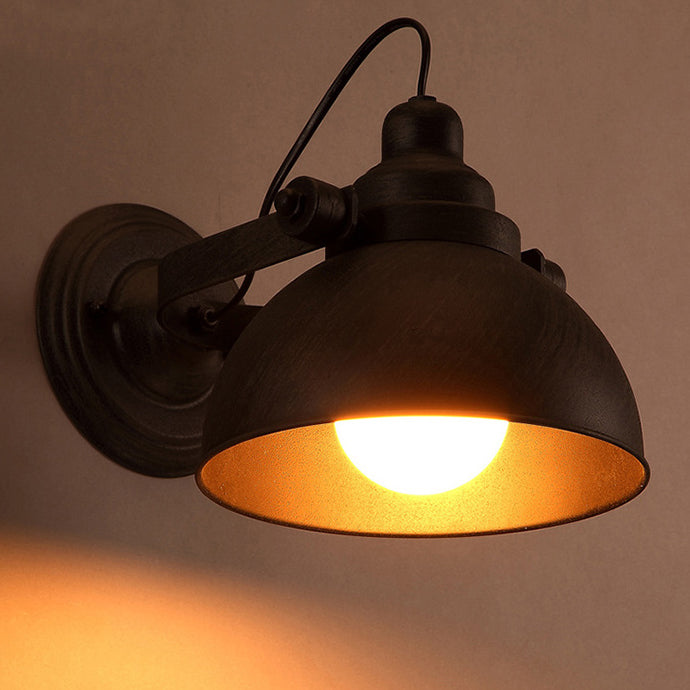 Contemporary Industrial Round Semicircle Iron 1-Light Wall Sconce Lamp For Living Room