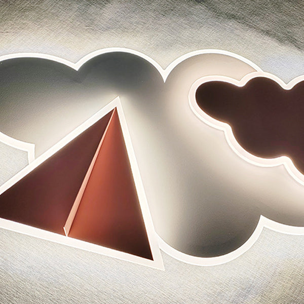 Contemporary Creative Kids Cartoon Clouds Paper Airplane Iron Acrylic LED Flush Mount Ceiling Light For Bedroom