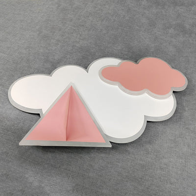 Contemporary Creative Kids Cartoon Clouds Paper Airplane Iron Acrylic LED Flush Mount Ceiling Light For Bedroom