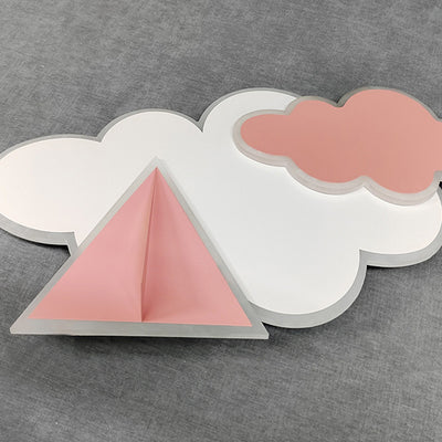Contemporary Creative Kids Cartoon Clouds Paper Airplane Iron Acrylic LED Flush Mount Ceiling Light For Bedroom