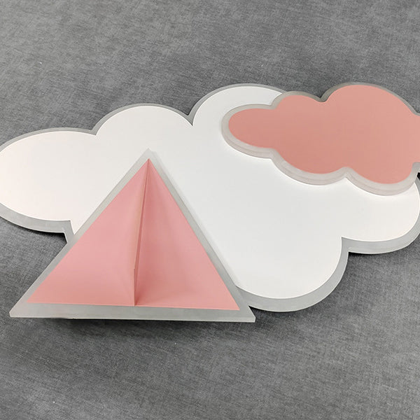 Contemporary Creative Kids Cartoon Clouds Paper Airplane Iron Acrylic LED Flush Mount Ceiling Light For Bedroom