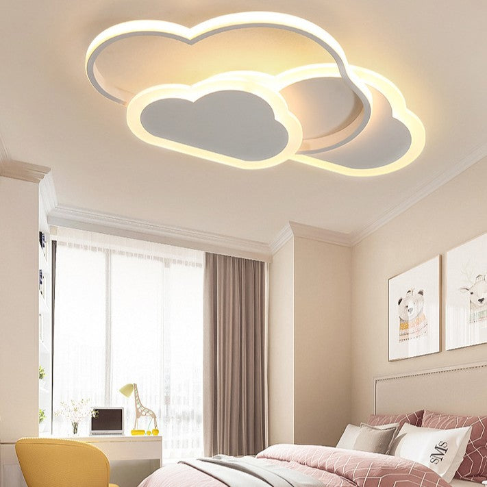 Combinaison contemporaine de nuages de dessin animé créatifs pour enfants en aluminium acrylique LED plafonnier pour chambre 
