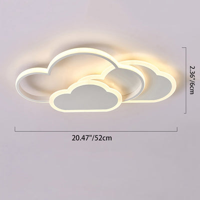 Contemporary Creative Kids Cartoon Clouds Combination Aluminum Acrylic LED Flush Mount Ceiling Light For Bedroom