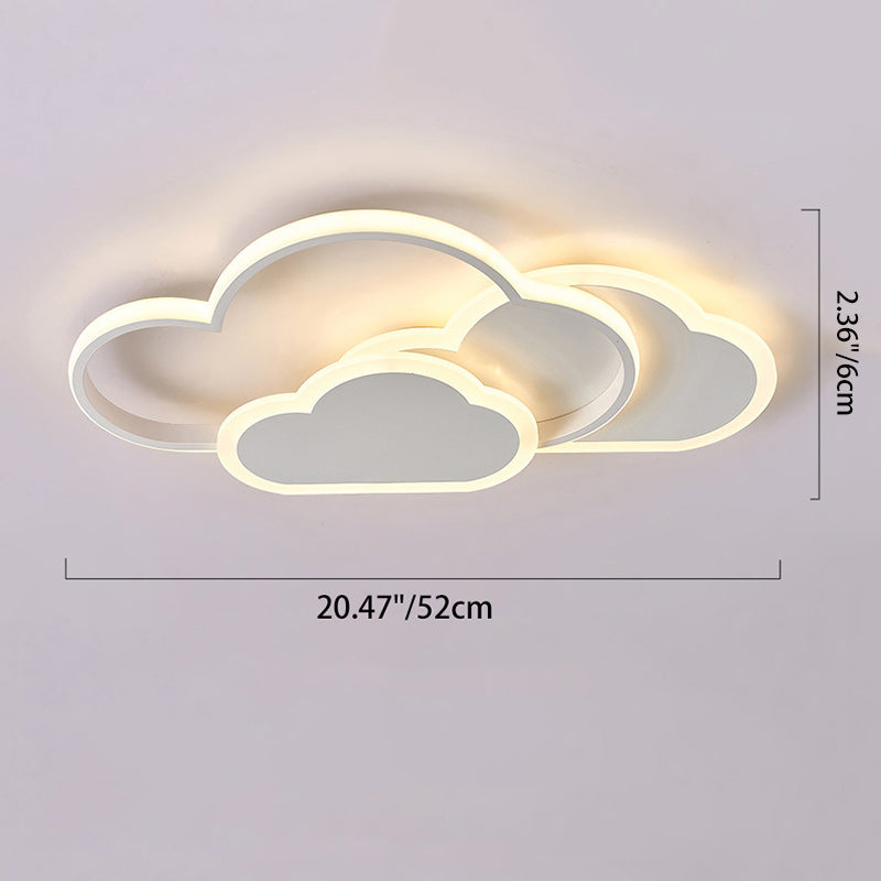 Contemporary Creative Kids Cartoon Clouds Combination Aluminum Acrylic LED Flush Mount Ceiling Light For Bedroom