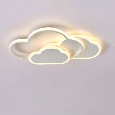 Contemporary Creative Kids Cartoon Clouds Combination Aluminum Acrylic LED Flush Mount Ceiling Light For Bedroom