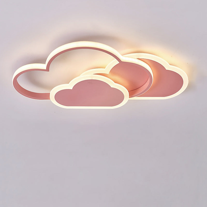 Combinaison contemporaine de nuages de dessin animé créatifs pour enfants en aluminium acrylique LED plafonnier pour chambre 