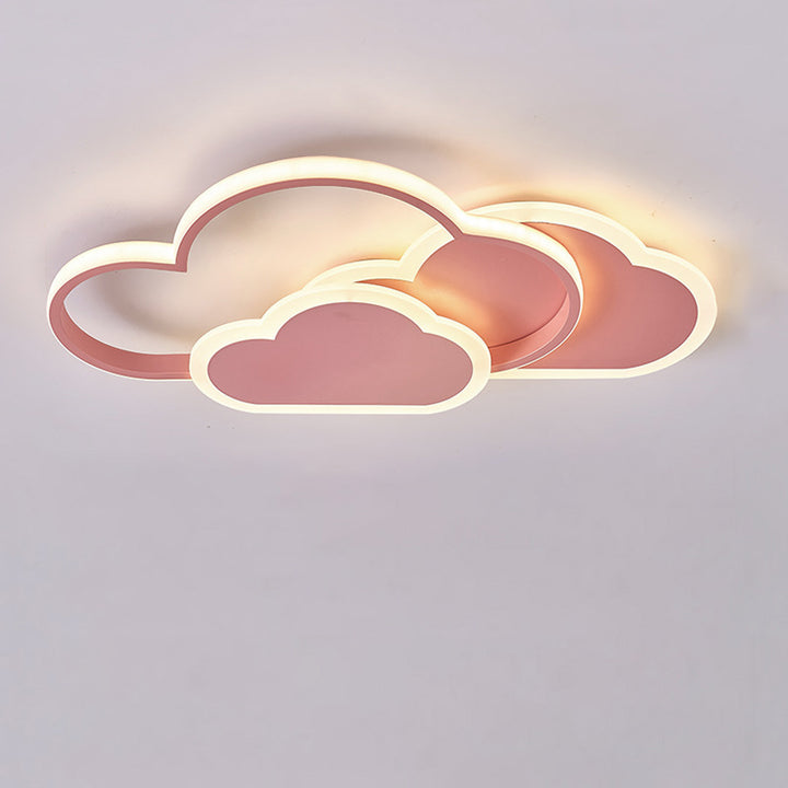 Combinaison contemporaine de nuages de dessin animé créatifs pour enfants en aluminium acrylique LED plafonnier pour chambre 