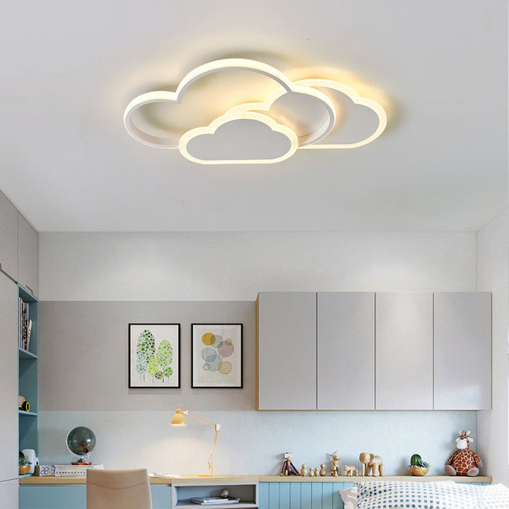 Combinaison contemporaine de nuages de dessin animé créatifs pour enfants en aluminium acrylique LED plafonnier pour chambre 