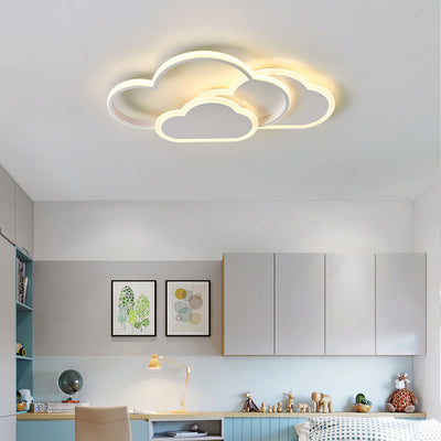 Contemporary Creative Kids Cartoon Clouds Combination Aluminum Acrylic LED Flush Mount Ceiling Light For Bedroom