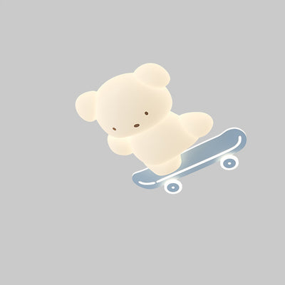Contemporary Creative Cartoon Kids Skateboard Bear PE Iron LED Flush Mount Ceiling Light For Bedroom