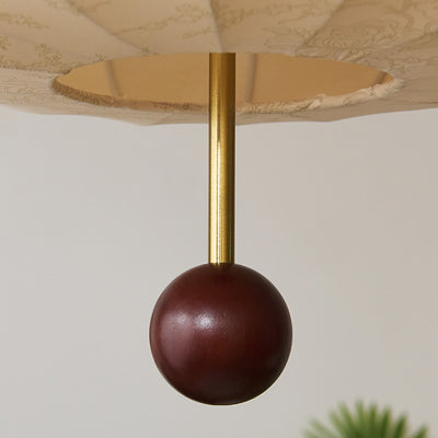 Traditional French Cream Round Cylinder Oval Hardware Wood Fabric 3/4 Light Pendant Light For Bedroom
