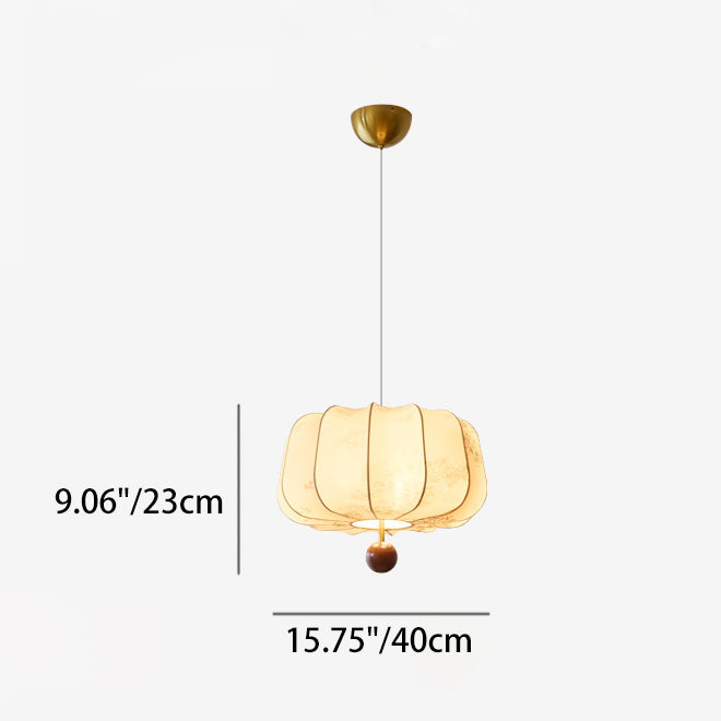 Traditional French Cream Round Cylinder Oval Hardware Wood Fabric 3/4 Light Pendant Light For Bedroom