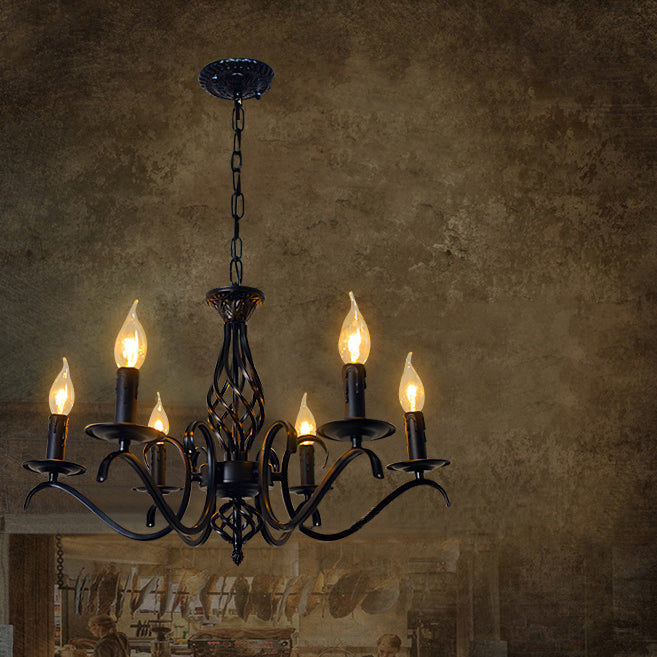 Contemporary Industrial Twig Candle Shaped Iron 3/5/6/8/10 Light Chandelier For Living Room