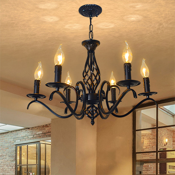 Contemporary Industrial Twig Candle Shaped Iron 3/5/6/8/10 Light Chandelier For Living Room