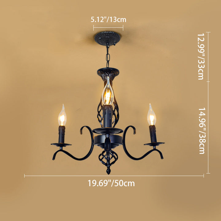 Contemporary Industrial Twig Candle Shaped Iron 3/5/6/8/10 Light Chandelier For Living Room