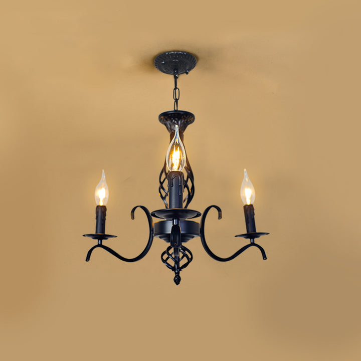Contemporary Industrial Twig Candle Shaped Iron 3/5/6/8/10 Light Chandelier For Living Room