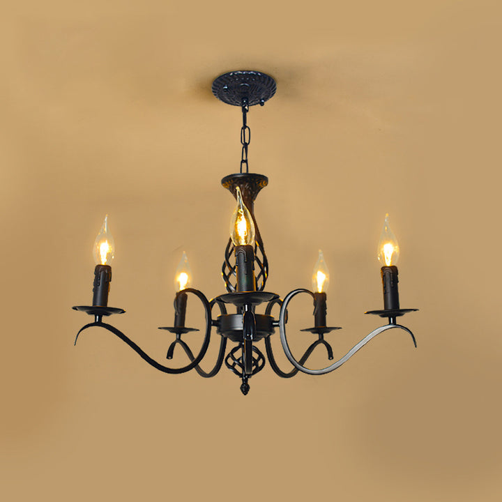 Contemporary Industrial Twig Candle Shaped Iron 3/5/6/8/10 Light Chandelier For Living Room