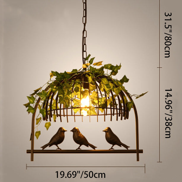 Plafonnier linéaire rectangulaire en fer pour salle à manger avec cage à oiseaux industrielle contemporaine 1/4 lumière 