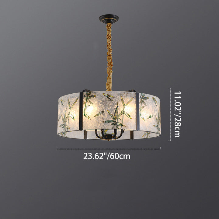 Traditioneller Vintage Runde Zylinder Eisen Kupfer Glasierte Emaillierte Glas 6/8 Licht Kronleuchter Für Wohnzimmer 