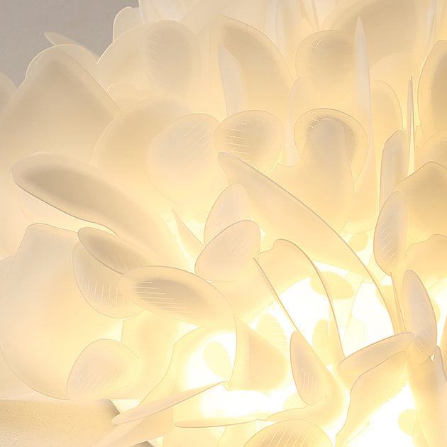 Contemporary Scandinavian Flower Feather Round Dome Iron Acrylic LED Flush Mount Ceiling Light For Bedroom