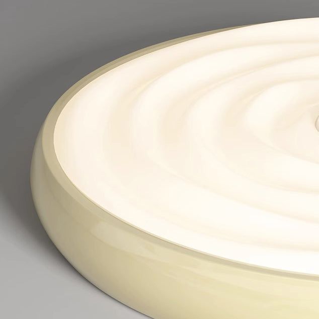 Traditional French Cream Round Iron LED Flush Mount Ceiling Light For Bedroom