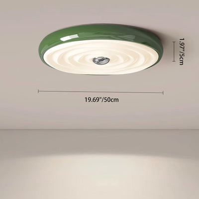 Traditional French Cream Round Iron LED Flush Mount Ceiling Light For Bedroom