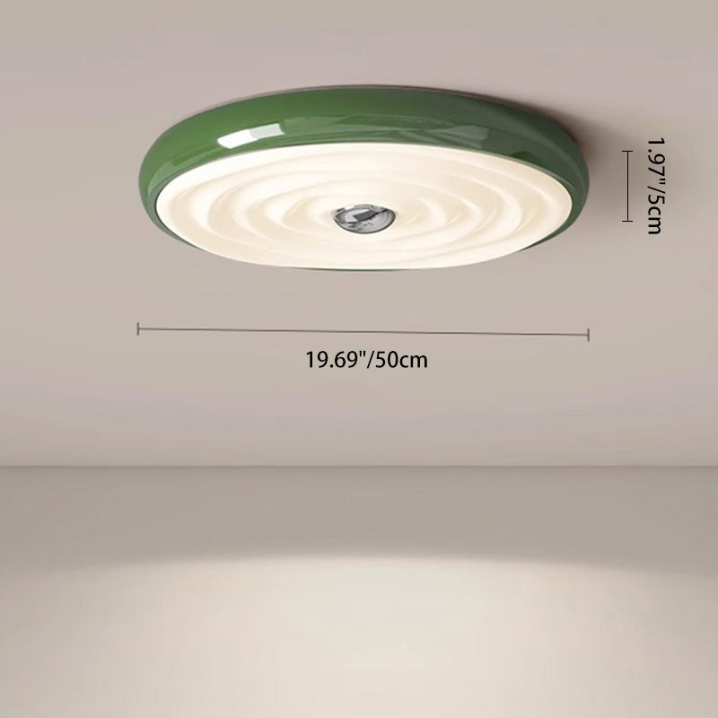 Traditional French Cream Round Iron LED Flush Mount Ceiling Light For Bedroom