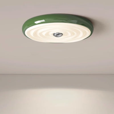 Traditional French Cream Round Iron LED Flush Mount Ceiling Light For Bedroom