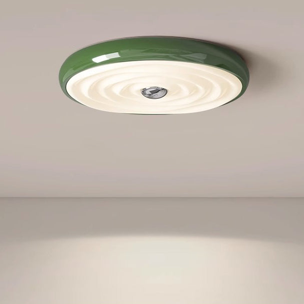Traditional French Cream Round Iron LED Flush Mount Ceiling Light For Bedroom